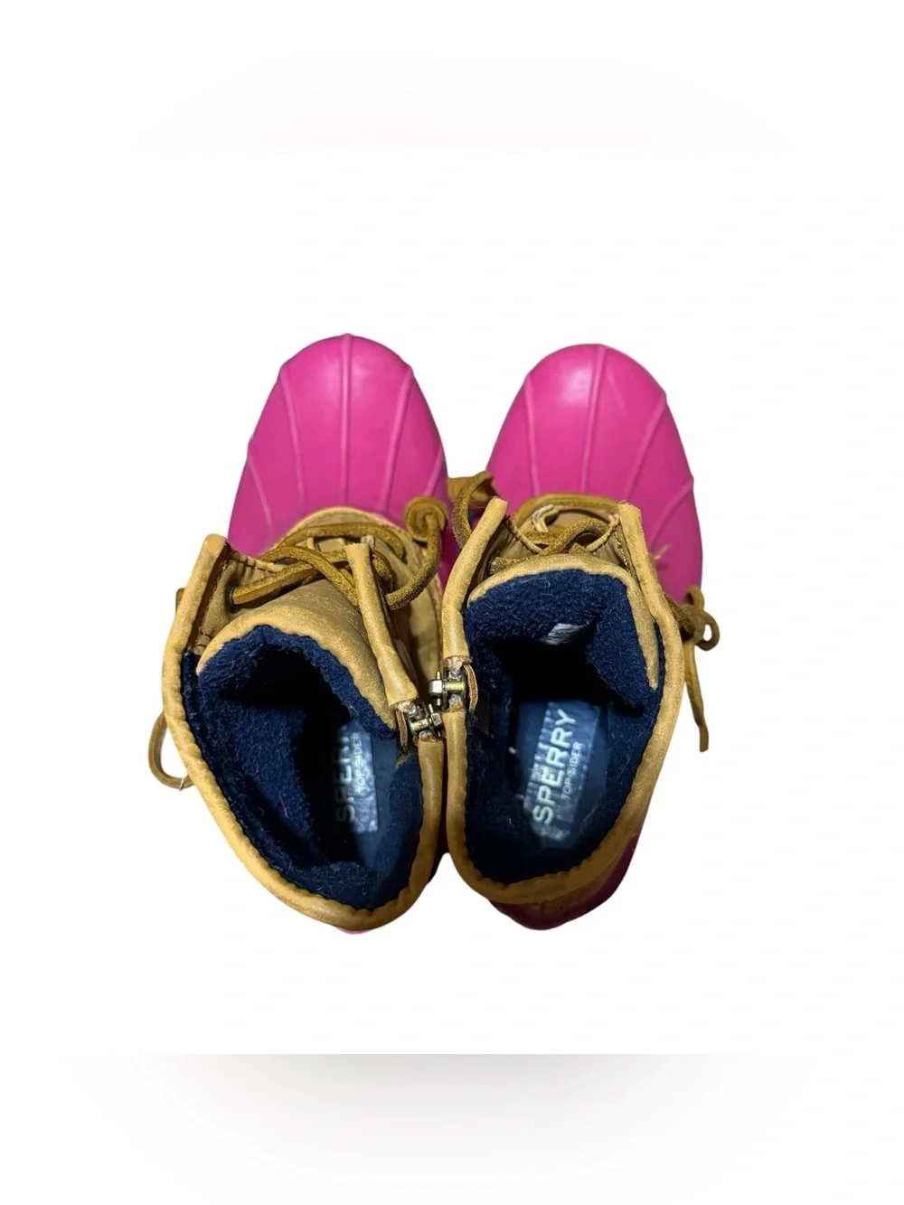 SPERRY- Salt Water Pink/Brown Duck Boot Girls 2Y